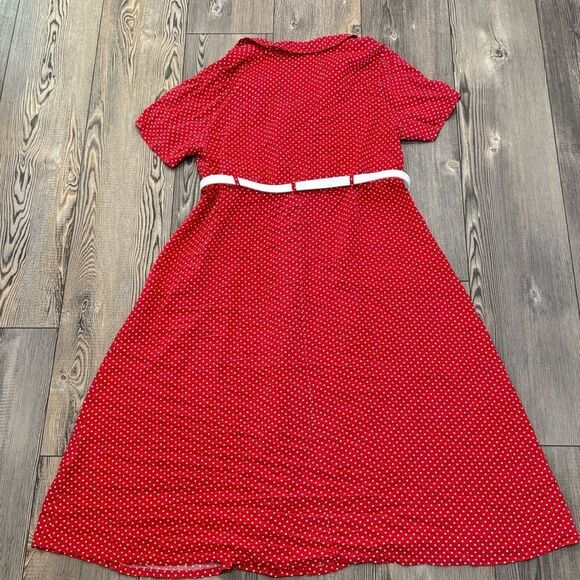Erika Red Polka Dot Button Down Dress - Picture 8 of 12